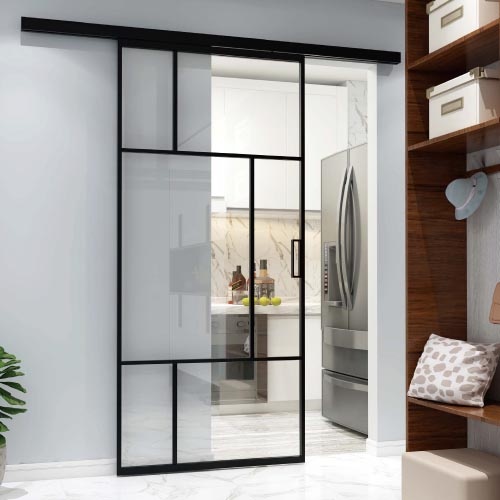 grid glass partition door for interior openings