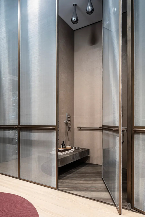 privacy and decorative fabric laminated glass for shower room