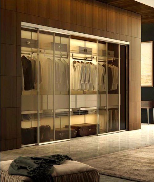 fabric laminated glass for modern italian design wardrobe and closet