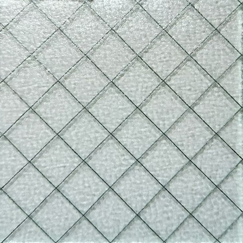 square shape wired glass with frosted and textured glass