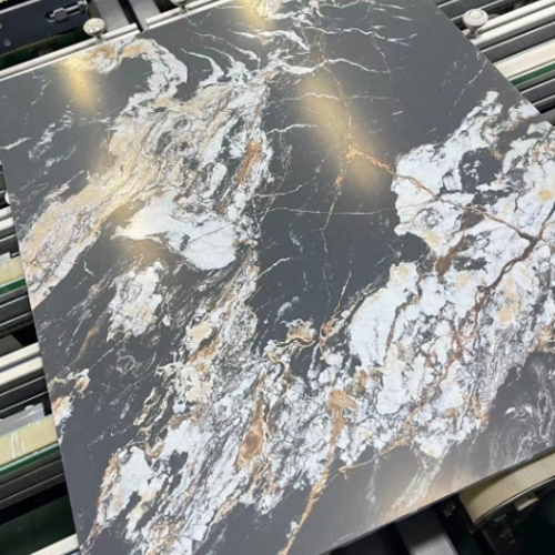 Digitally UV Ceramic Ink Printed Glass with Marble Pattern and Texture