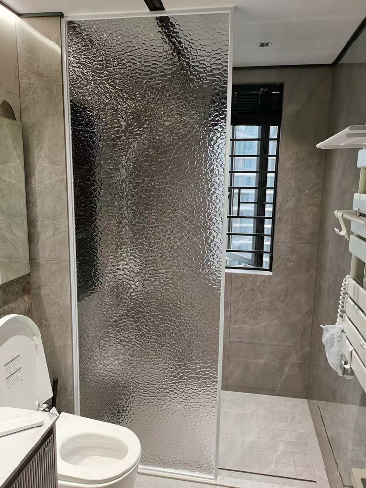 bathroom shower partition divider by textured glass