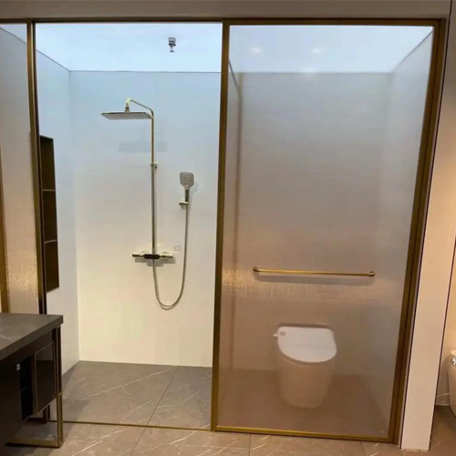 fabric mesh laminated glass for shower enclosure