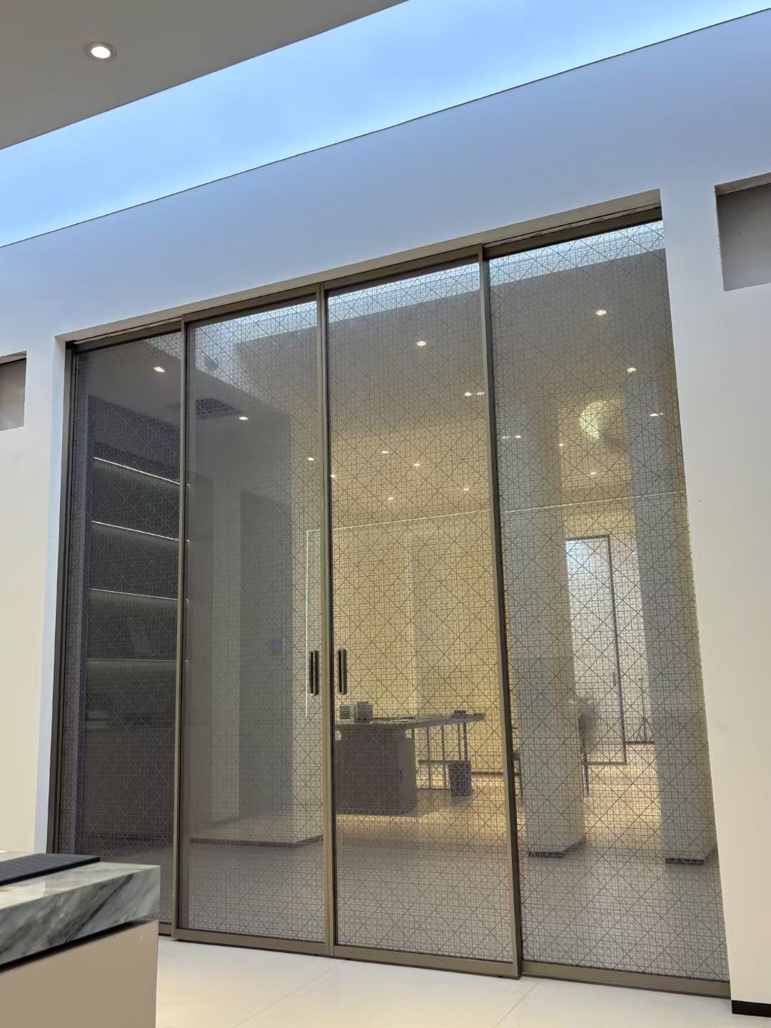 fabric laminated glass sliding doors